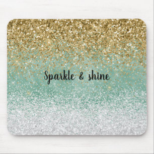 Mintweißer Glam Gold Glitzer Mousepad