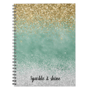 Mintweißer Glamour-Gold-Sparkling-Glitter Notizblock