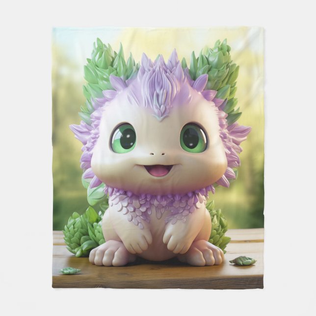 Minty, das charmante Axolotl Fleecedecke (Vorderseite)