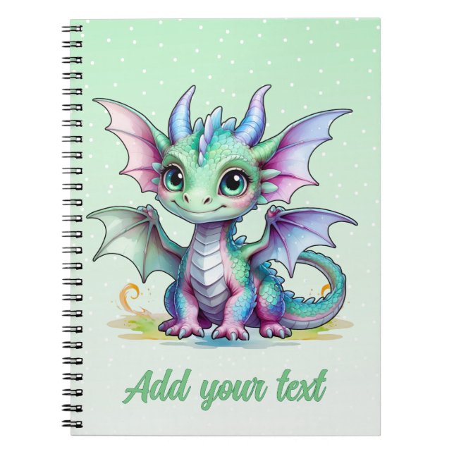 Minty Dragon Dreams - Personalisiertes Journal Notizblock (Vorderseite)