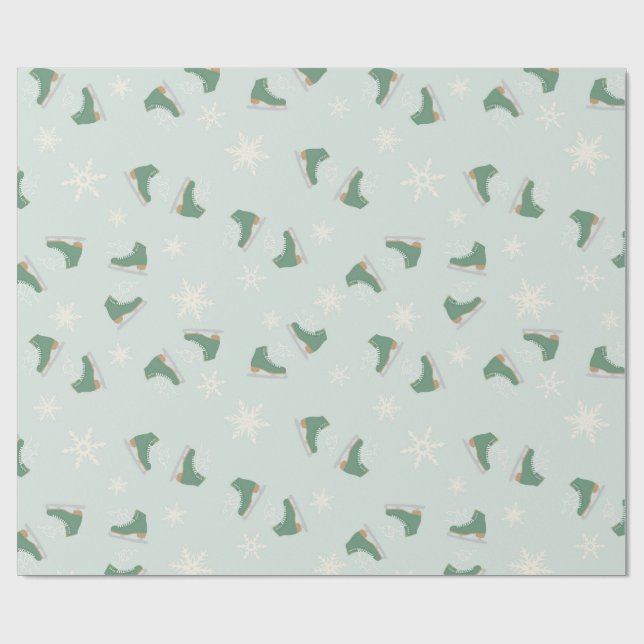minty green ice skates geschenkpapier (Flach)