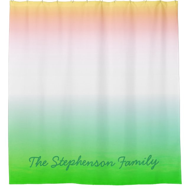 Minty Green to White Gradient mit grünem Script Duschvorhang (Vorderseite)
