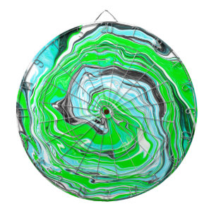 Minty Lime Green und Blue Marble Wirbel Dartscheibe
