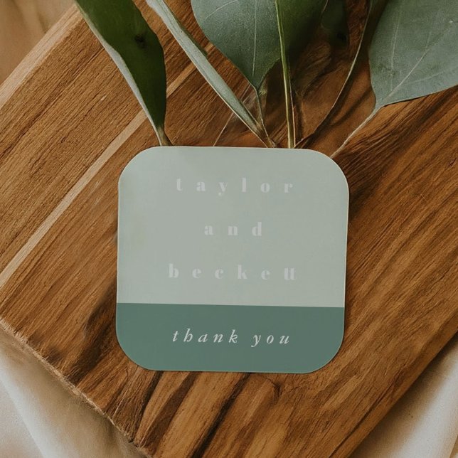 Minusfarbblock Personalisiert Danke Aufkleber (Mint Color Block Personalized Thank You Sticker)
