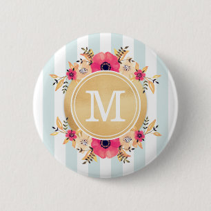 Minusstreifen Wasserfarbige Blume Imitate Gold Mon Button