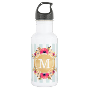 Minusstreifen Wasserfarbige Blume Imitate Gold Mon Edelstahlflasche