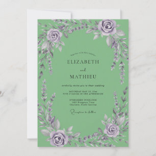 Minz-Amethyst-Wisteria-Hochzeit Einladung