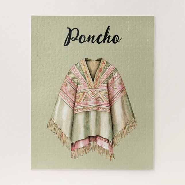 Minz Avocado Rosa Poncho Puzzle (Vertikal)