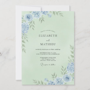 Minz Azure Ranunkel Eukalyptus Hochzeit Einladung