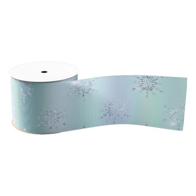 Minz Blue Christmas Snowflakes Ripsband (Spule)