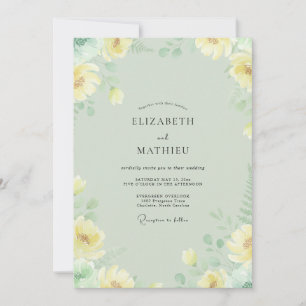 Minz-Butter-Pfingstrosen-Hochzeit Einladung