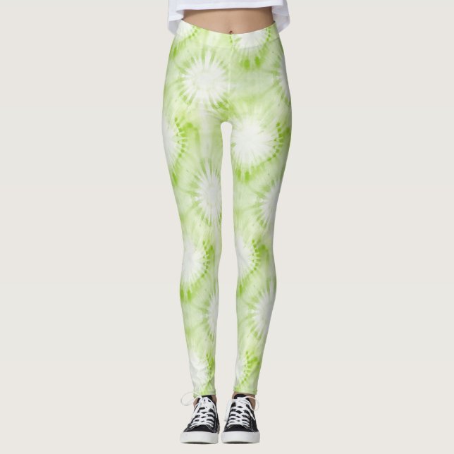 Minz-Kalkgrün Tie Dye Leggings (Vorderseite)