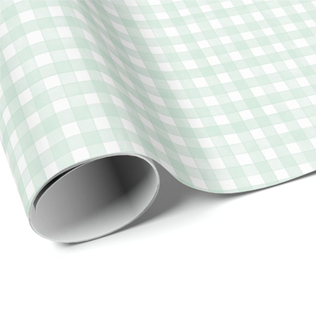 Minz-Klassiker-Gingham Geschenkpapier (Rolleneckpunkt)