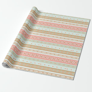 Minz-Korallen-Aztek-Stammesgeschenkpapier Geschenkpapier