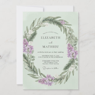 Minz-Lavendel-Kranz-Hochzeit Einladung