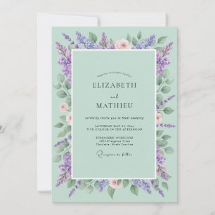 Minz-Lila-Wisteria-Hochzeit Einladung