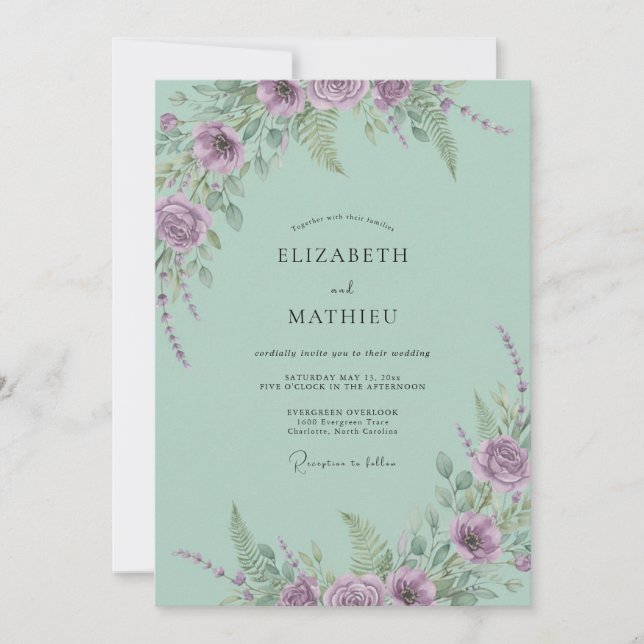 Minz-Lilien-Hochzeit Einladung (Vorderseite)