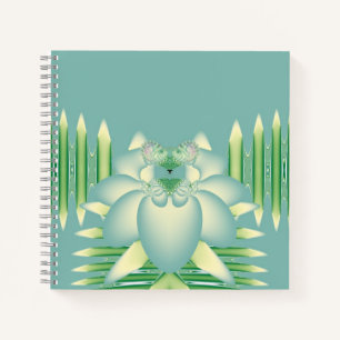 Minz-Lotus-Art Deco-Fraktal-Blumenkunst Notizbuch