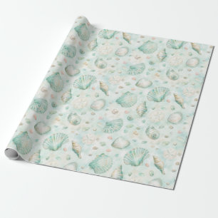 Minz-Muschel-Aquarell-Ozean-Muster-Geschenkpapier Geschenkpapier