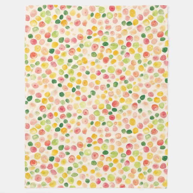 Minz-Pink-Gelb-Grüne Fruchtpunkte  Fleecedecke (Vorderseite)