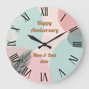 Minz-Rosa-Abstrakt-Modern-Kollektion Große Wanduhr