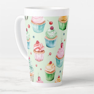 Minz-Rosa-Pfirsich-Cupcakes Geburtstag Milchtasse