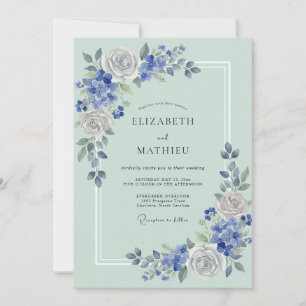 Minz-Schiefer-Rosen-Hochzeit Einladung