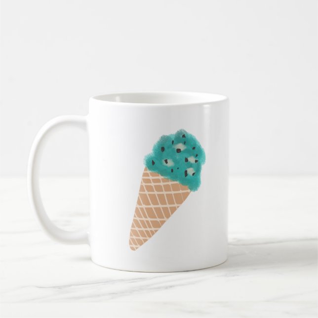 Minz-Schokoladen-Chip-Eiscreme-Kegel-Geschenk Kaffeetasse (Links)