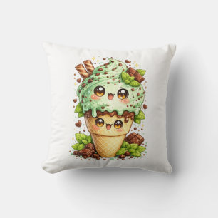 Minz-Schokoladen-Chip-Eiscreme-Kegel-Kawaii-Kissen Kissen