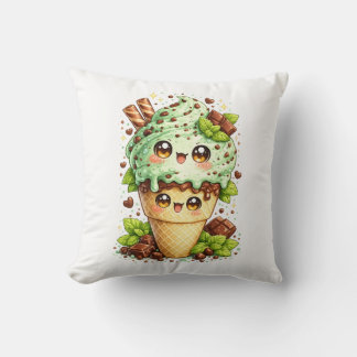 Minz-Schokoladen-Chip-Eiscreme-Kegel-Kawaii-Kissen Kissen