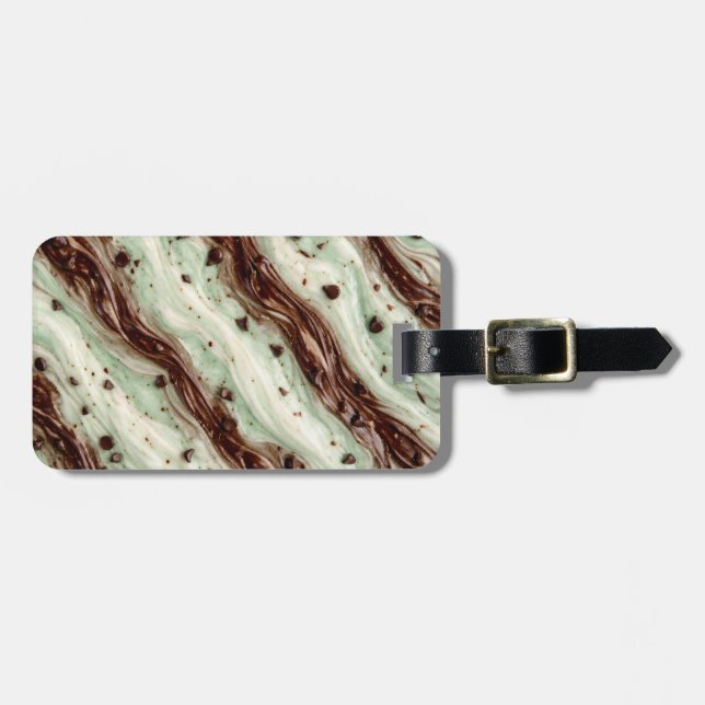 Minz-Schokoladen-Chip-Milchshake-Marmor-Design Gepäckanhänger (Vorderseite horizontal)