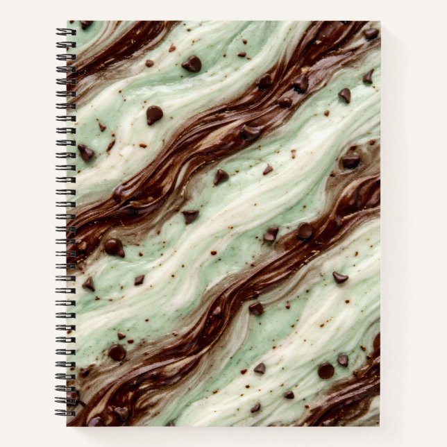Minz-Schokoladen-Chip-Milchshake-Marmor-Design Notizbuch (Vorderseite)