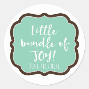 Minz & Schokoladenbraun Bundle of Joy Baby Shower Runder Aufkleber