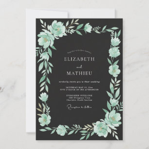 Minz-Seegras-Blumen-Eukalyptus-Hochzeit Einladung