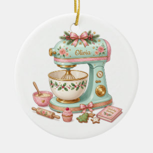 Minz-Standmixer-Bäcker-personalisierter-Weihnachts Keramik Ornament