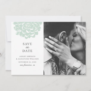 Minz-Sukkulente. Moderne Kaktus-Hochzeit. Floral Save The Date