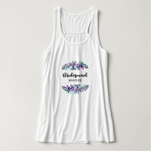 Minz- und violetter floraler Kranz Brautjungfer Tank Top