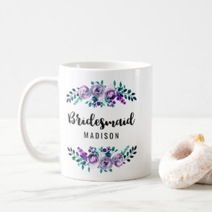 Minz- und violetter floraler Kranz Brautjungfer Tasse