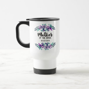 Minz- und violetter floraler Kranz Mutter der Brau Reisebecher