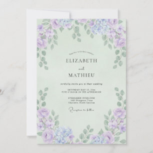 Minz-Veilchen-Laub-Eukalyptus-Hochzeit Einladung