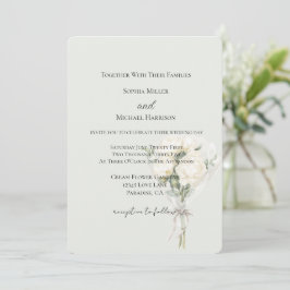 Minz Weiße Rosen Florales Bouquet Liebe Hochzeit Einladung