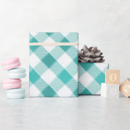 Minzblau Frische Gingham Brise Karomuster Geschenkpapier