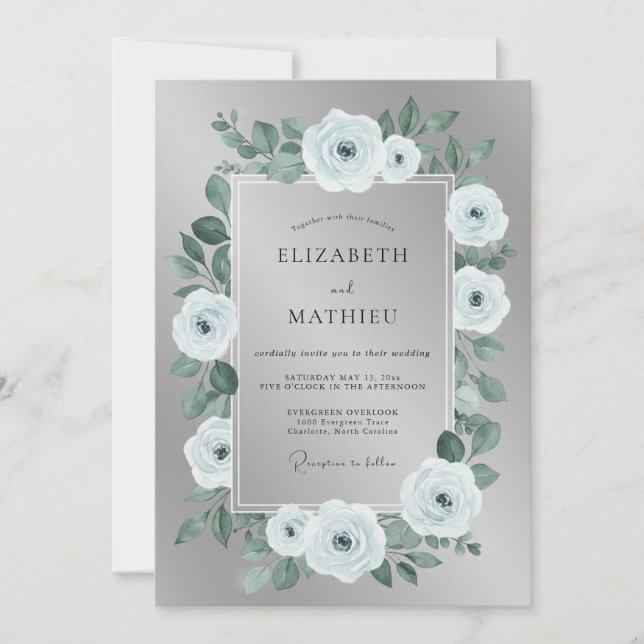 Minzblüten-Hochzeit Einladung (Vorderseite)