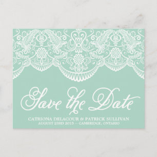 Minzbrokat-Spitze Save-the-Date-Postkarte Ankündigungspostkarte