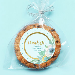 Minze and Imitate Gold Floral Baby Dusche Vielen D Runder Aufkleber