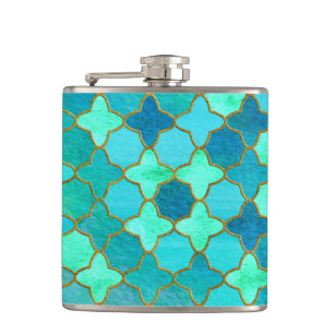 Minze Aqua Aquamarin Gold Oriental Marokkanisches  Flachmann