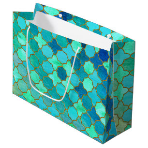 Minze Aqua Aquamarin Gold Oriental Marokkanisches  Große Geschenktüte
