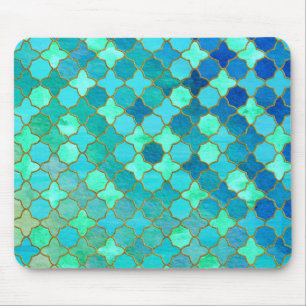 Minze Aqua Aquamarin Gold Oriental Marokkanisches Mousepad