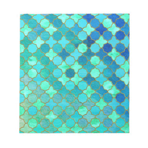 Minze Aqua Aquamarin Gold Oriental Marokkanisches  Notizblock