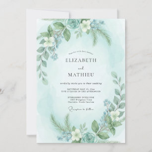 Minze Aqua Eukalyptus Hochzeit Einladung